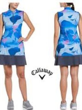 Callaway Blue & Pink Sleeveless Golf Polo Dress
